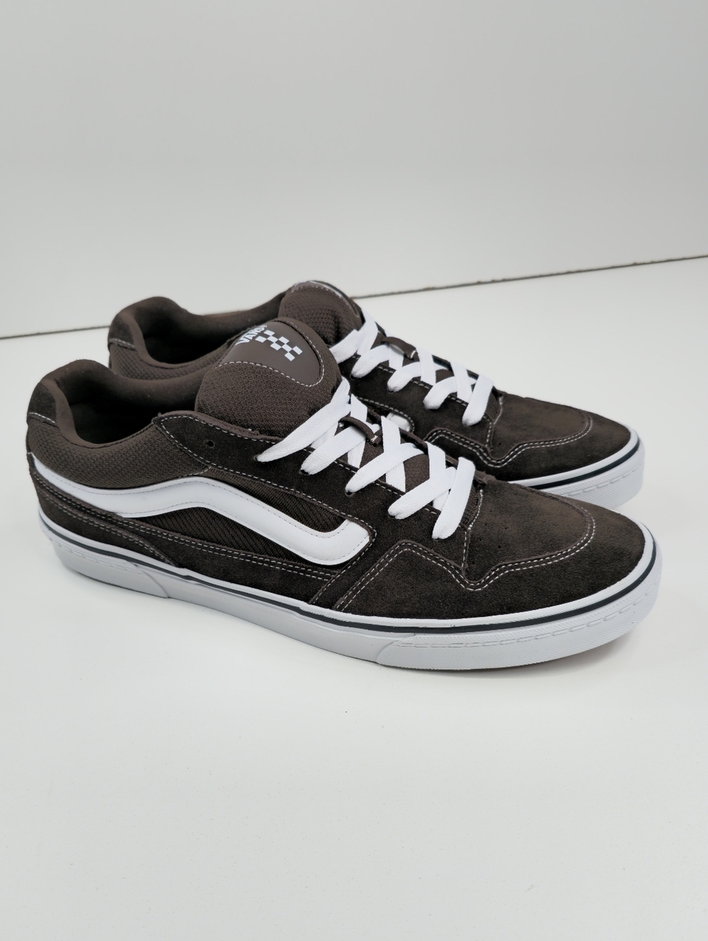 Vans Old Skool Skate Sneakers Suede Chocolate Brown White Men's Size 15
